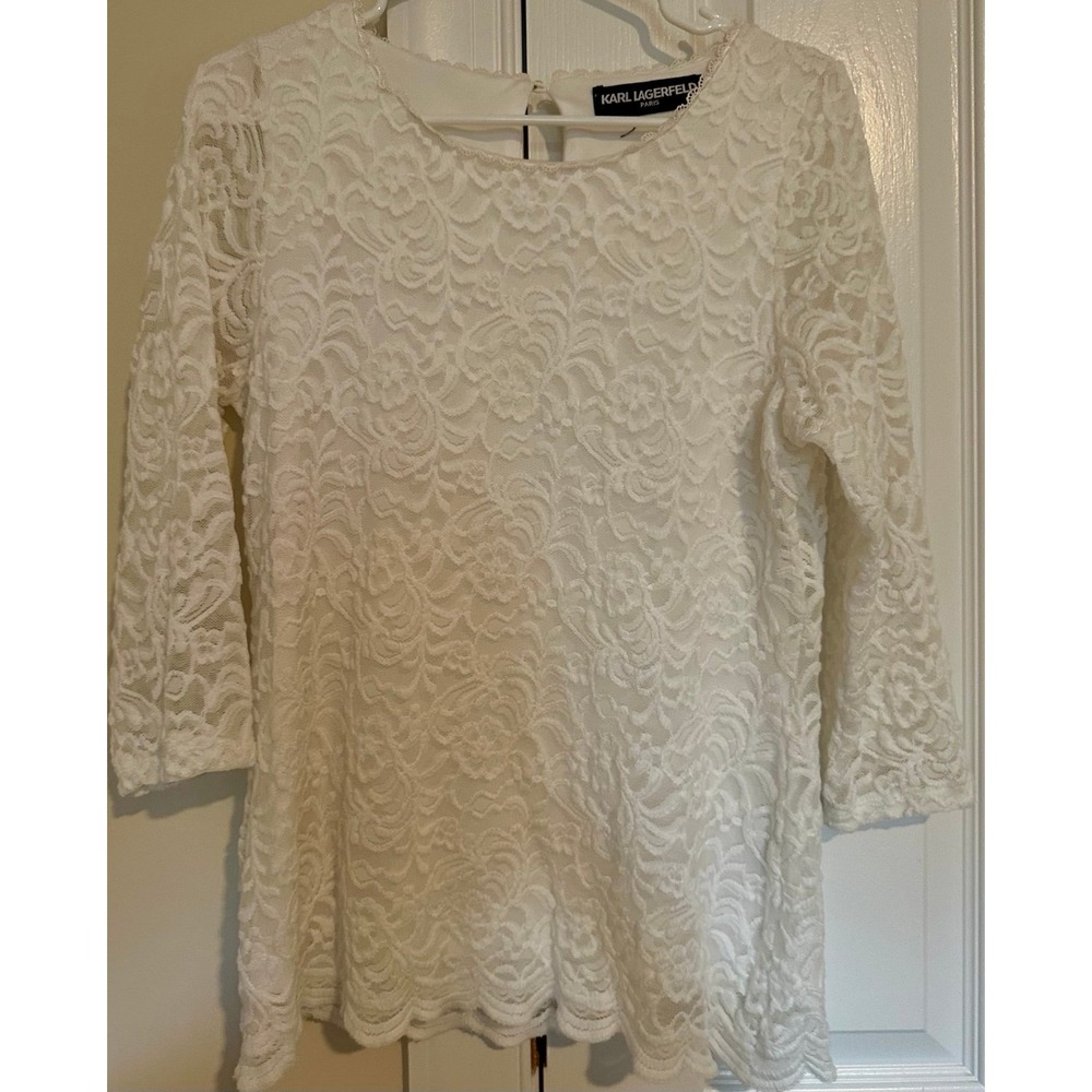 Women's Karl Lagerfield white lace blouse size‎ small